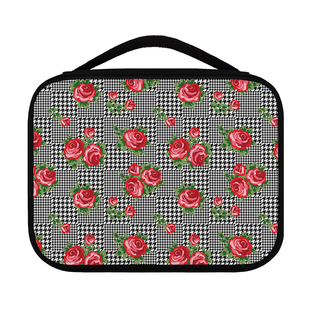 Red Roses Houndstooth Pattern Print Classic Bible Case