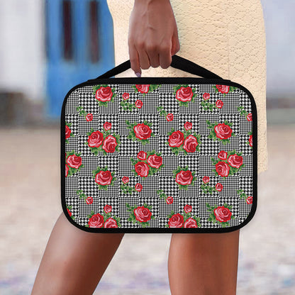 Red Roses Houndstooth Pattern Print Classic Bible Case