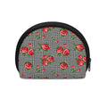 Red Roses Houndstooth Pattern Print Coin Purse