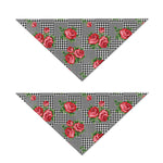 Red Roses Houndstooth Pattern Print Dog Bandana