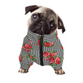 Red Roses Houndstooth Pattern Print Dog Zip Up Jacket