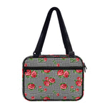 Red Roses Houndstooth Pattern Print Double Strap Bible Bag