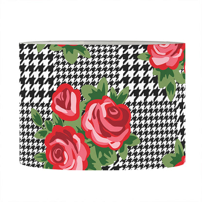 Red Roses Houndstooth Pattern Print Drum Lamp Shade