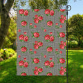 Red Roses Houndstooth Pattern Print Garden Flag