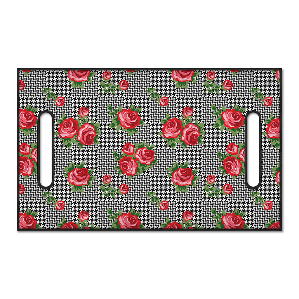 Red Roses Houndstooth Pattern Print Golf Cart Seat Cover
