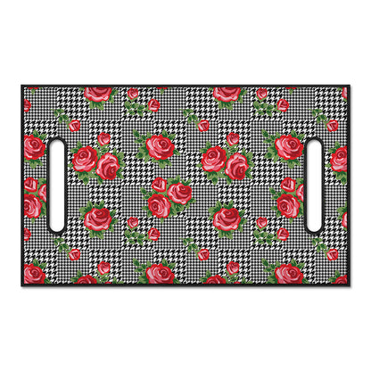 Red Roses Houndstooth Pattern Print Golf Cart Seat Cover