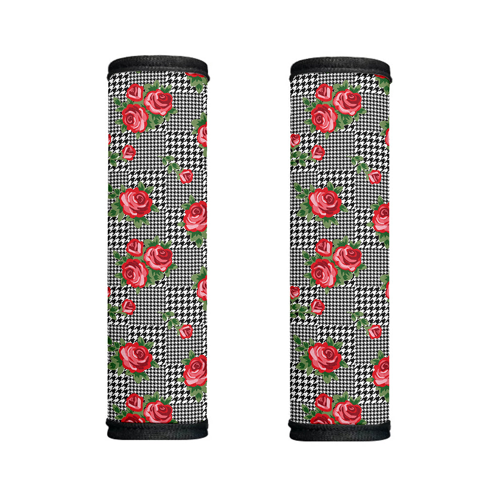 Red Roses Houndstooth Pattern Print Handle Covers