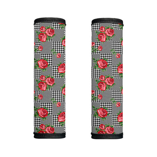Red Roses Houndstooth Pattern Print Handle Covers