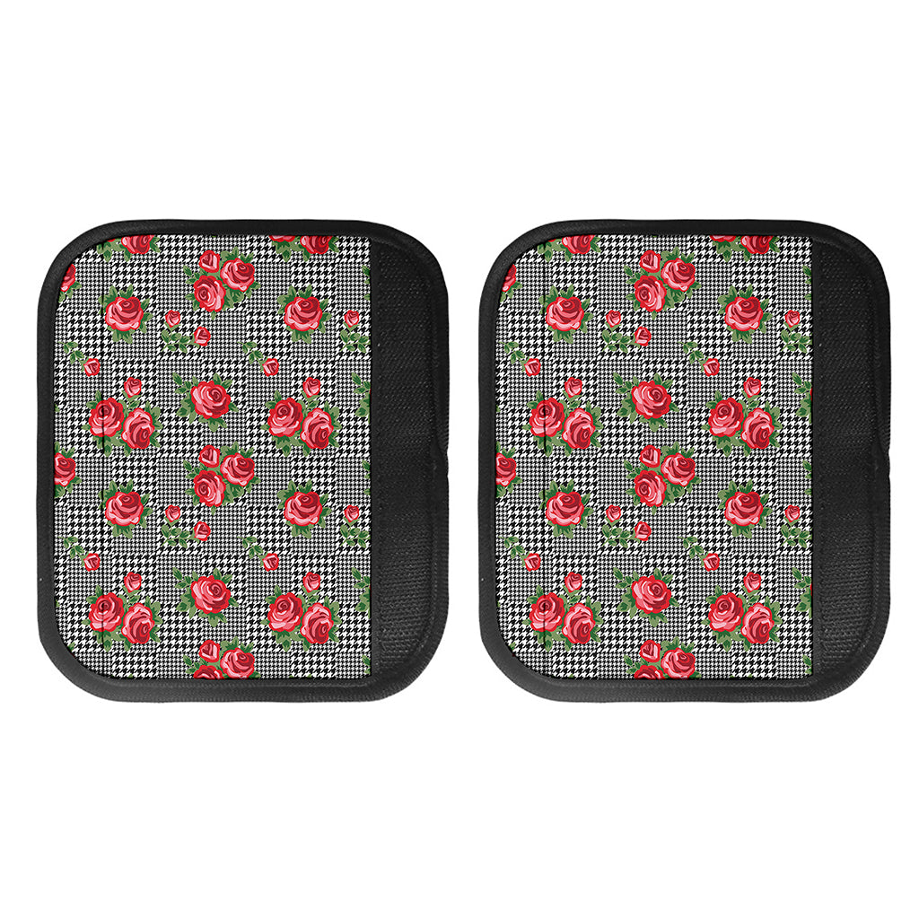 Red Roses Houndstooth Pattern Print Handle Covers