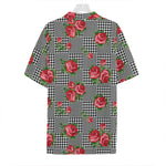 Red Roses Houndstooth Pattern Print Hawaiian Shirt