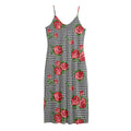 Red Roses Houndstooth Pattern Print Jersey Midi Cami Dress