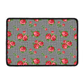 Red Roses Houndstooth Pattern Print Kitchen Mat