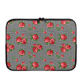 Red Roses Houndstooth Pattern Print Laptop Sleeve