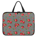 Red Roses Houndstooth Pattern Print Laptop Sleeve With Handle