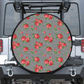 Red Roses Houndstooth Pattern Print Leather Spare Tire Cover