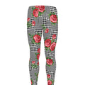 Red Roses Houndstooth Pattern Print Men's Leggings