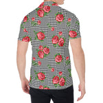 Red Roses Houndstooth Pattern Print Men's Shirt