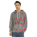 Red Roses Houndstooth Pattern Print Men's Velvet Pullover Hoodie