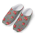Red Roses Houndstooth Pattern Print Mesh Casual Shoes