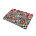 Red Roses Houndstooth Pattern Print Pet Cooling Mat Cover