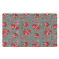 Red Roses Houndstooth Pattern Print Polyester Doormat