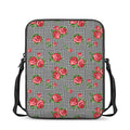 Red Roses Houndstooth Pattern Print Rectangular Crossbody Bag