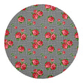 Red Roses Houndstooth Pattern Print Round Blanket