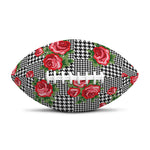 Red Roses Houndstooth Pattern Print Rugby Ball
