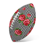 Red Roses Houndstooth Pattern Print Rugby Ball