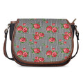Red Roses Houndstooth Pattern Print Saddle Bag