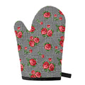Red Roses Houndstooth Pattern Print Single Oven Mitt