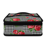 Red Roses Houndstooth Pattern Print Small Lunch Bag