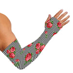 Red Roses Houndstooth Pattern Print Sun Protection Arm Sleeves