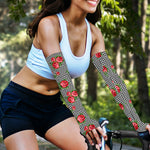 Red Roses Houndstooth Pattern Print Sun Protection Arm Sleeves