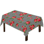 Red Roses Houndstooth Pattern Print Tablecloth