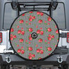 Red Roses Houndstooth Pattern Print Tire Cover With Camera Hole