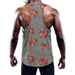 Red Roses Houndstooth Pattern Print Training Tank Top