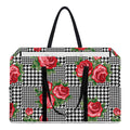 Red Roses Houndstooth Pattern Print Utility Tote Bag