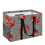 Red Roses Houndstooth Pattern Print Utility Tote Bag