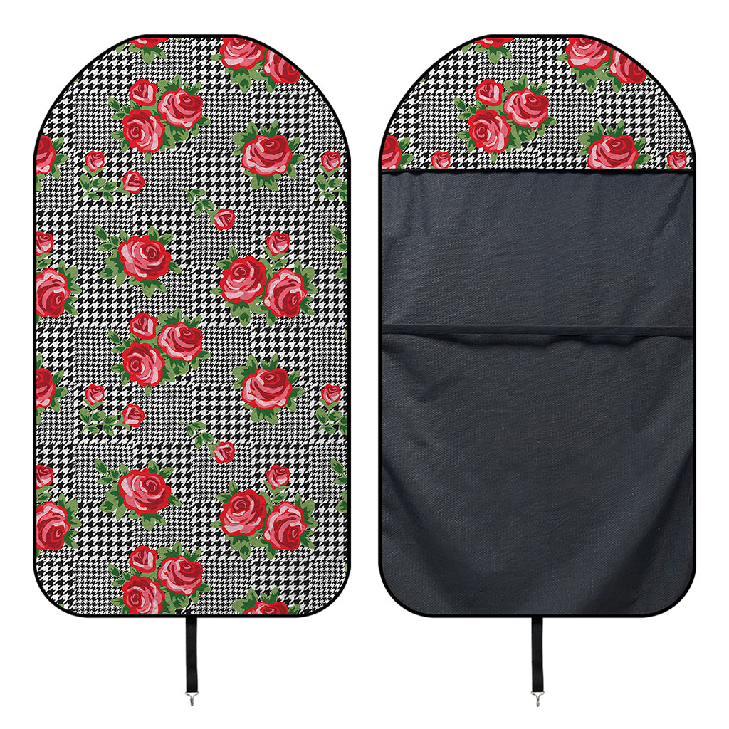 Red Roses Houndstooth Pattern Print Waterproof Car Seat Cover
