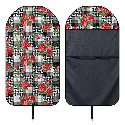 Red Roses Houndstooth Pattern Print Waterproof Car Seat Cover
