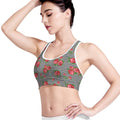 Red Roses Houndstooth Pattern Print Women's Sports Bra