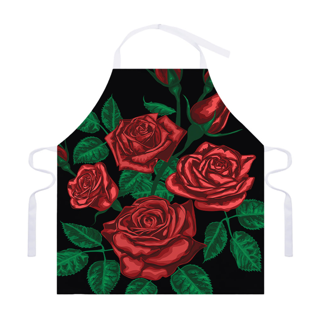 Red Roses Tattoo Print Adjustable Apron