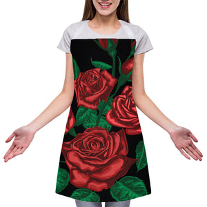 Red Roses Tattoo Print Adjustable Apron