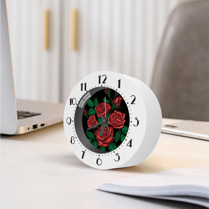 Red Roses Tattoo Print Alarm Clock