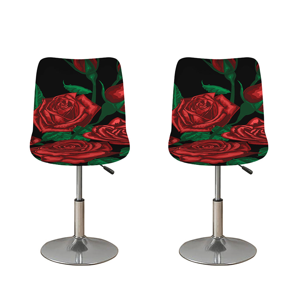 Red Roses Tattoo Print Bar Stool Covers