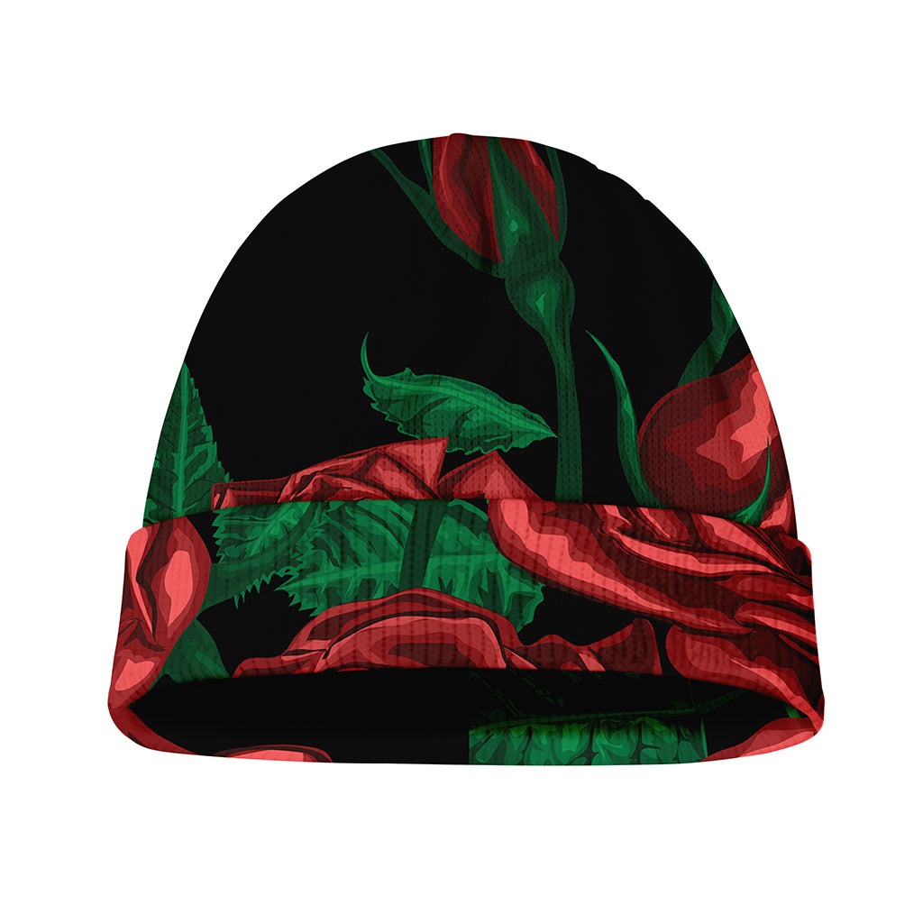 Red Roses Tattoo Print Beanie