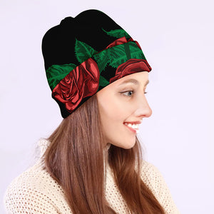 Red Roses Tattoo Print Beanie