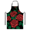 Red Roses Tattoo Print Bib Apron With Pocket