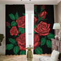 Red Roses Tattoo Print Dimout Pencil Pleat Curtains
